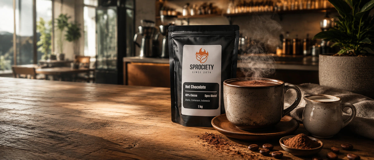 Sprociety premium hot chocolate powder made in Melbourne