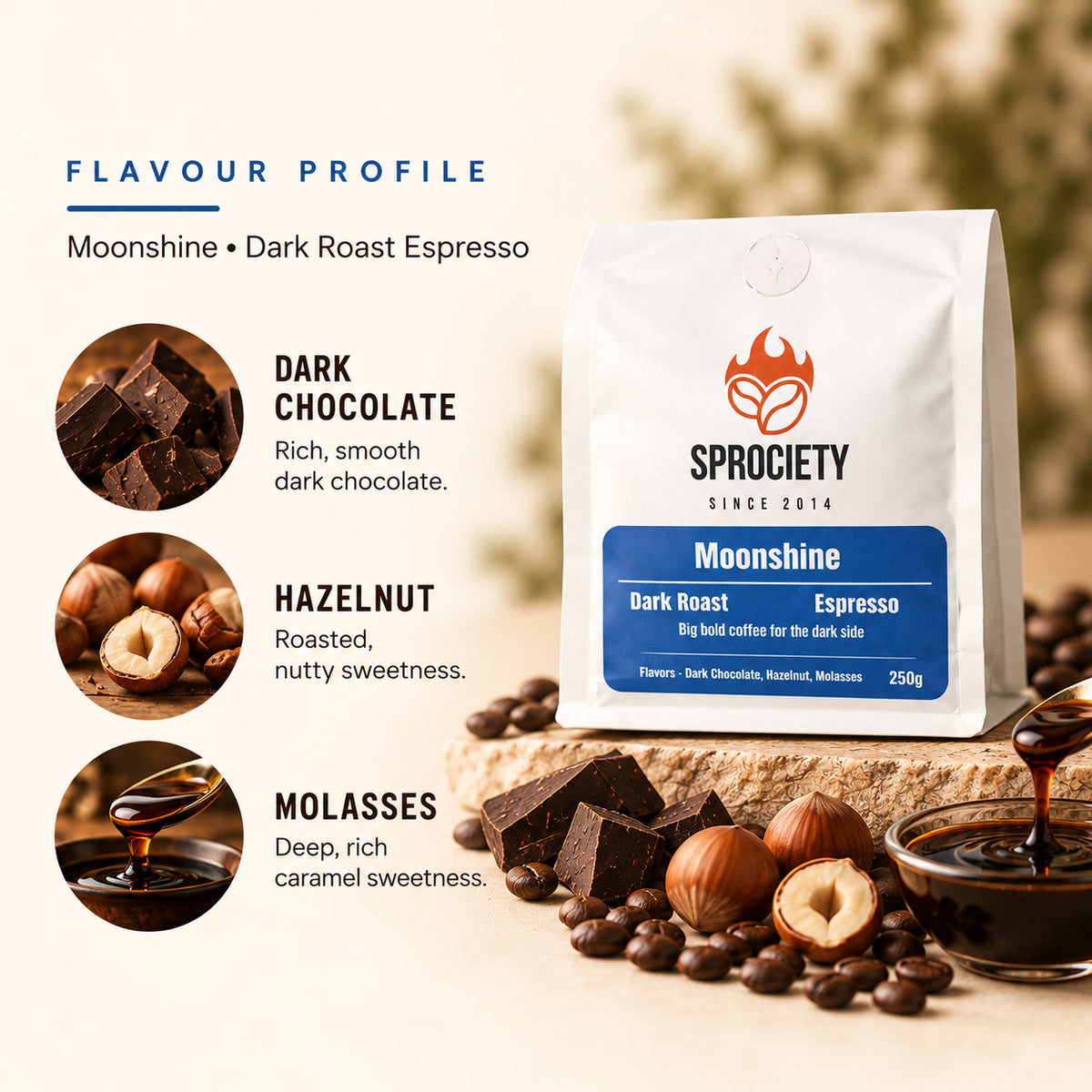 moonshine dark roast coffee plavour profile