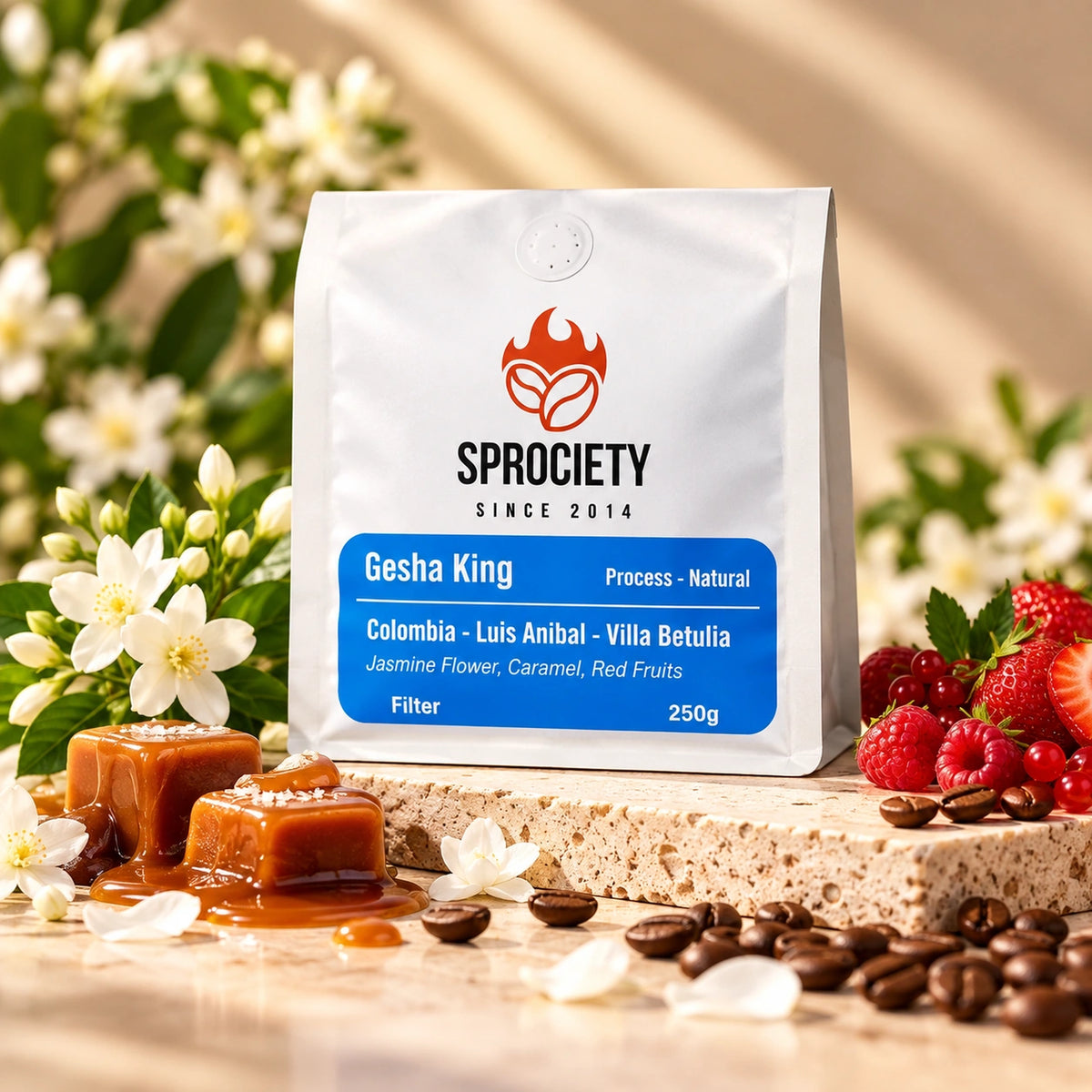 Sprociety Gesha King 250g bag – natural process Colombia light roast