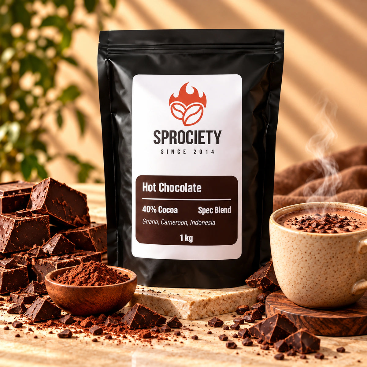 Premium Hot Chocolate 1kg pouch – smooth velvety cocoa blend