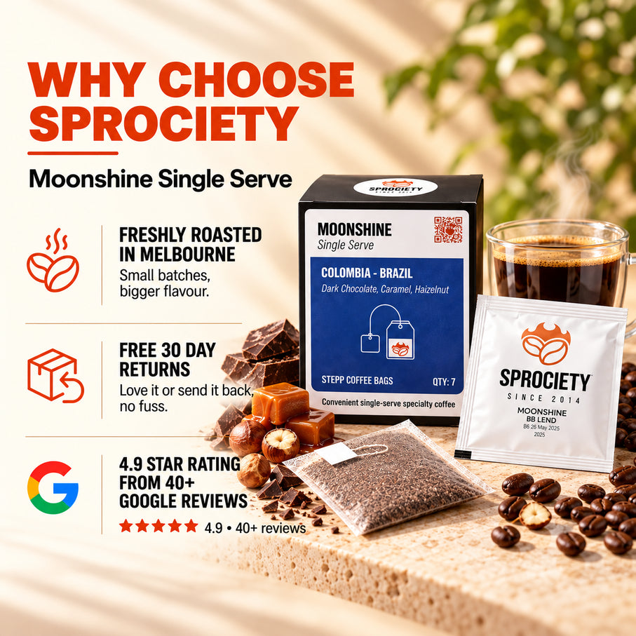 Why choose Sprociety steep bags – specialty coffee, brews like a tea bag